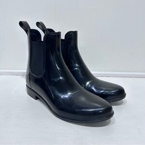 London Fog Women's Black Shinny Waterproof Chelsea Rain Boots Size 7‎